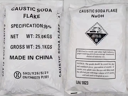 25 KG/BAG 99% 순수성 가극 소다 나트륨 하이드록시드 플라크 CAS 1310-73-2 종이 제조용